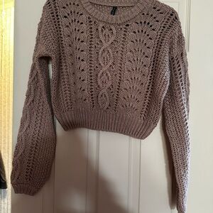 Elegant Cable Knit Sweater - Taupe